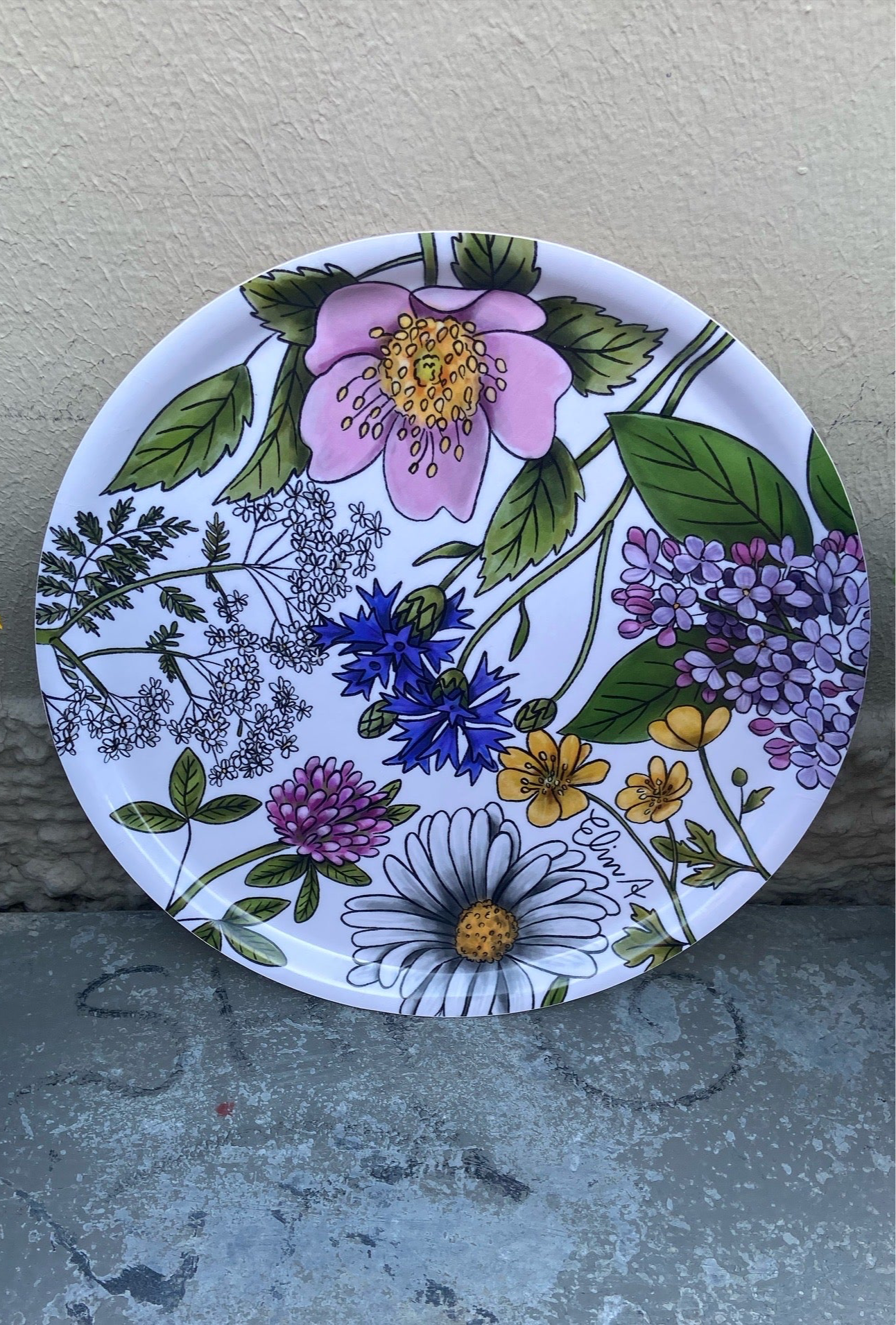 Bricka: Sommarblomster